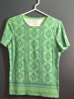 Talbots Lime and Teal Medallion Short-Sleeve Tee